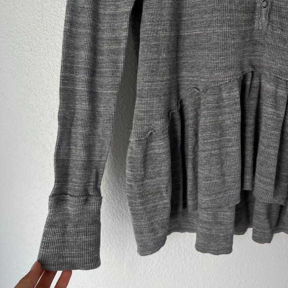 We the Free Long Sleeve Thermal Henley Peplum Top - Picture 5 of 6